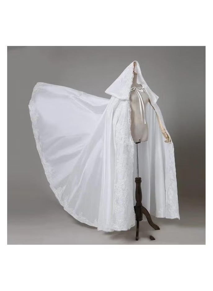 Bridal abaya made of silk satin fabric with lace trim - Image 2